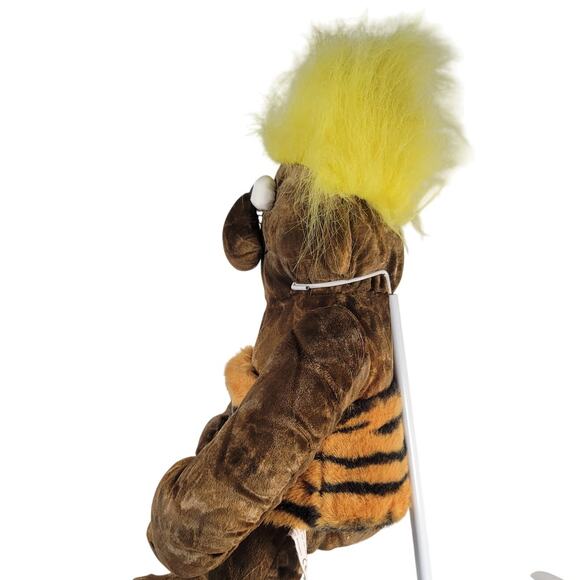 Chosun Caveman Troll Plush 16" Yellow Hair Tiger Print Outfit Stuffed Toy VTG - Picture 10 of 13